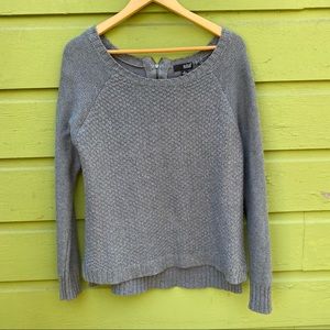 ana A New Approach Grey Silver Knit Long-Sleeved Sweater
